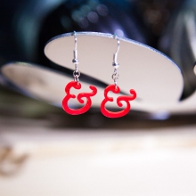Red mini ampersand earrings