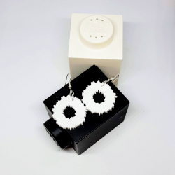 White Canberra data visualisation earrings