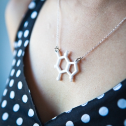 White chocolate molecule necklace