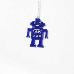 Blue HappyBot necklace