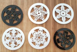 Set of black and white coasters