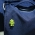 Yellow HappyBot badge on a black bag